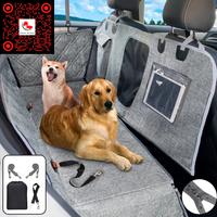 Waterproof Back Seat Dog Cover Hammock - Washable Car Seat Protector with Mesh Window and Multiple Pockets for SUVs and Cars - Nonslip Rubber Back