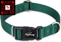 Hyhug Heavy-Duty Nylon Dog Collar for Medium Dogs - Quick Release Buckle, Perfect for Daily Walks & Jogging (Black)