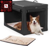 24-Inch Portable Collapsible Dog Crate - Lightweight, Sturdy, and Comfortable with Thick Mat 