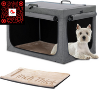 24-Inch Portable Collapsible Dog Crate - Lightweight, Sturdy, and Comfortable with Thick Mat 