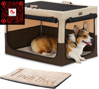 Premium 24-Inch Portable Collapsible Dog Crate - Lightweight & Durable with Cozy Thick Mat for Home 