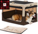 Premium 24-Inch Portable Collapsible Dog Crate - Lightweight & Durable with Cozy Thick Mat for Home 