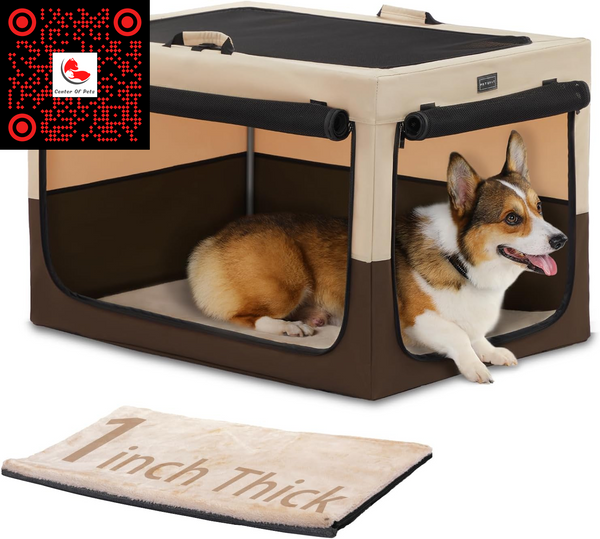 Premium 24-Inch Portable Collapsible Dog Crate - Lightweight & Durable with Cozy Thick Mat for Home 
