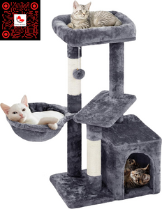 34-Inch Multi-Level Cat Tree - Indoor Activity Center with Scratch Boards