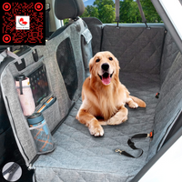 Waterproof Back Seat Dog Cover Hammock - Washable Car Seat Protector with Mesh Window and Multiple Pockets for SUVs and Cars - Nonslip Rubber Back