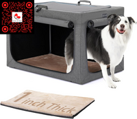 24-Inch Portable Collapsible Dog Crate - Lightweight, Sturdy, and Comfortable with Thick Mat 