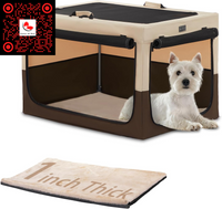 Premium 24-Inch Portable Collapsible Dog Crate - Lightweight & Durable with Cozy Thick Mat for Home 
