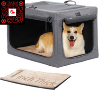 Premium 24-Inch Portable Collapsible Dog Crate - Lightweight & Durable with Cozy Thick Mat for Home 