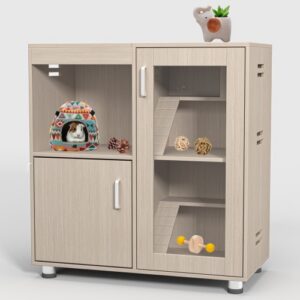 4-Tier Wooden Guinea Pig & Hamster Habitat with Storage Lockers