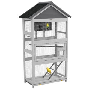 Wooden Bird Cage with Stand for Small Birds