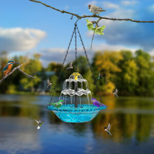 Solar-Powered Hanging Fountain Bird Bath